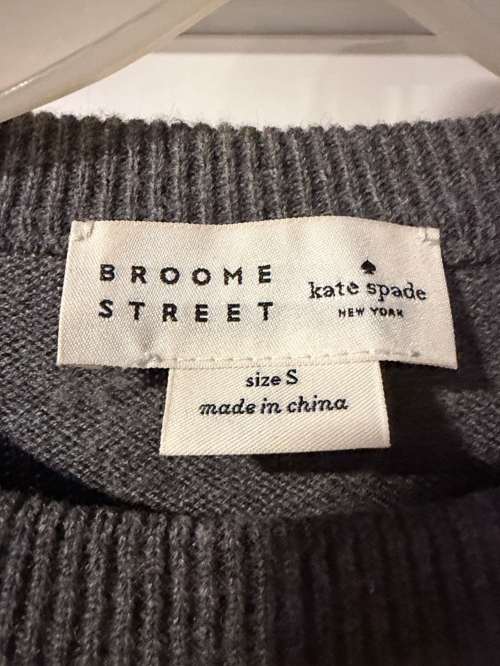 Kate Spade Broome Street Gray Crewneck Sweater with Black Winking Eye - Picture 3 of 7